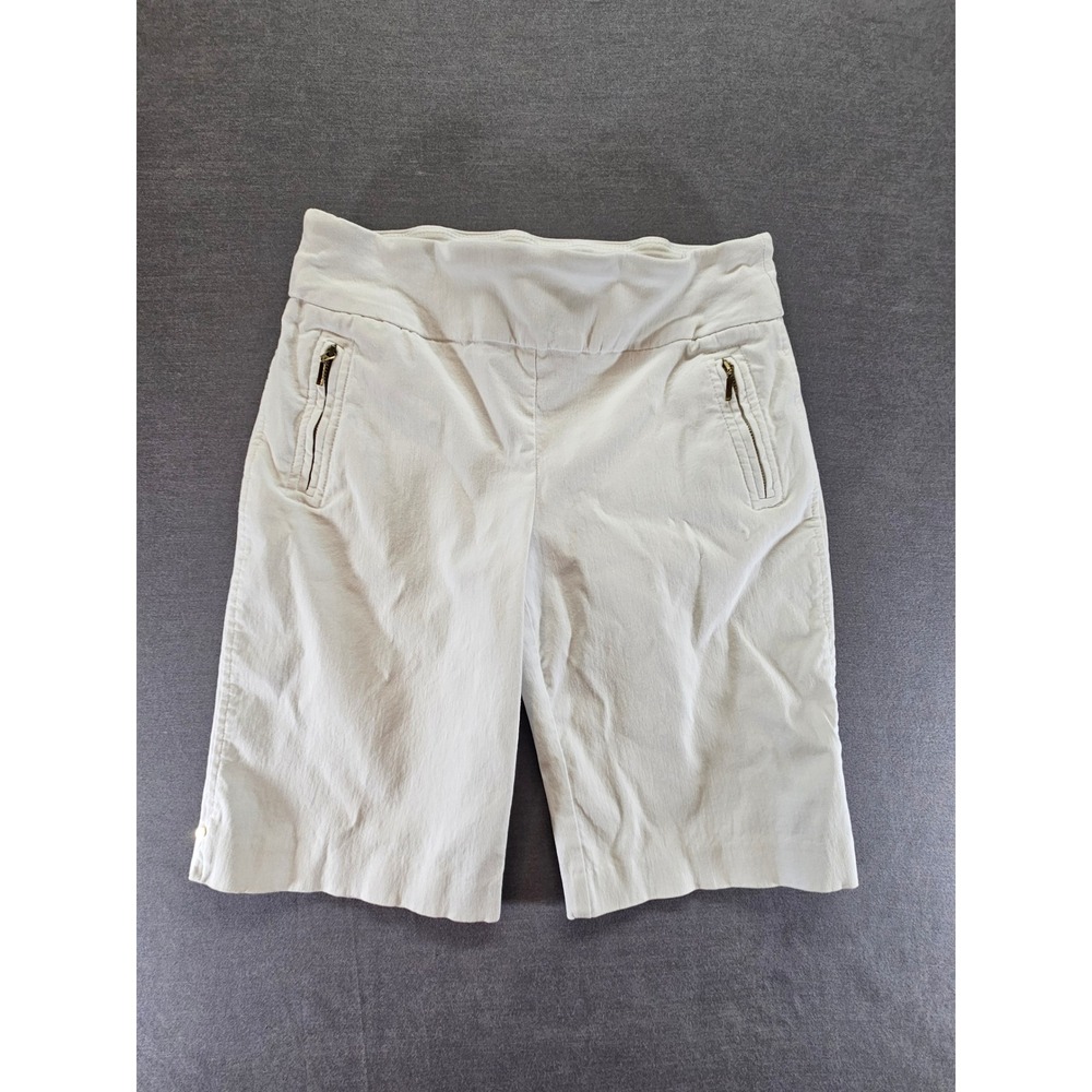 Attyre Petite White Pull On Stretch Shorts Zipper Pockets Sz 8P GM6169